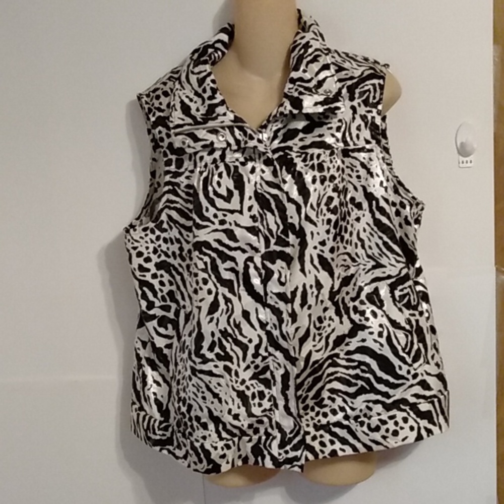 Silky Mobwife Animal Zebra Print Vest Black White Whimsygoth